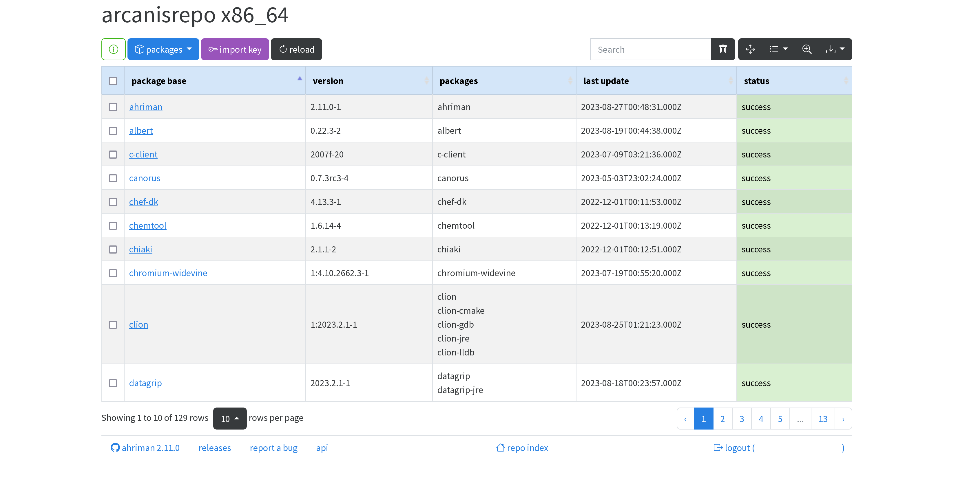 web interface